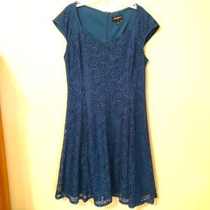 Teal blue-green lace dress